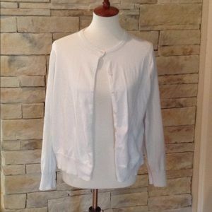 Lands End White Cardigan